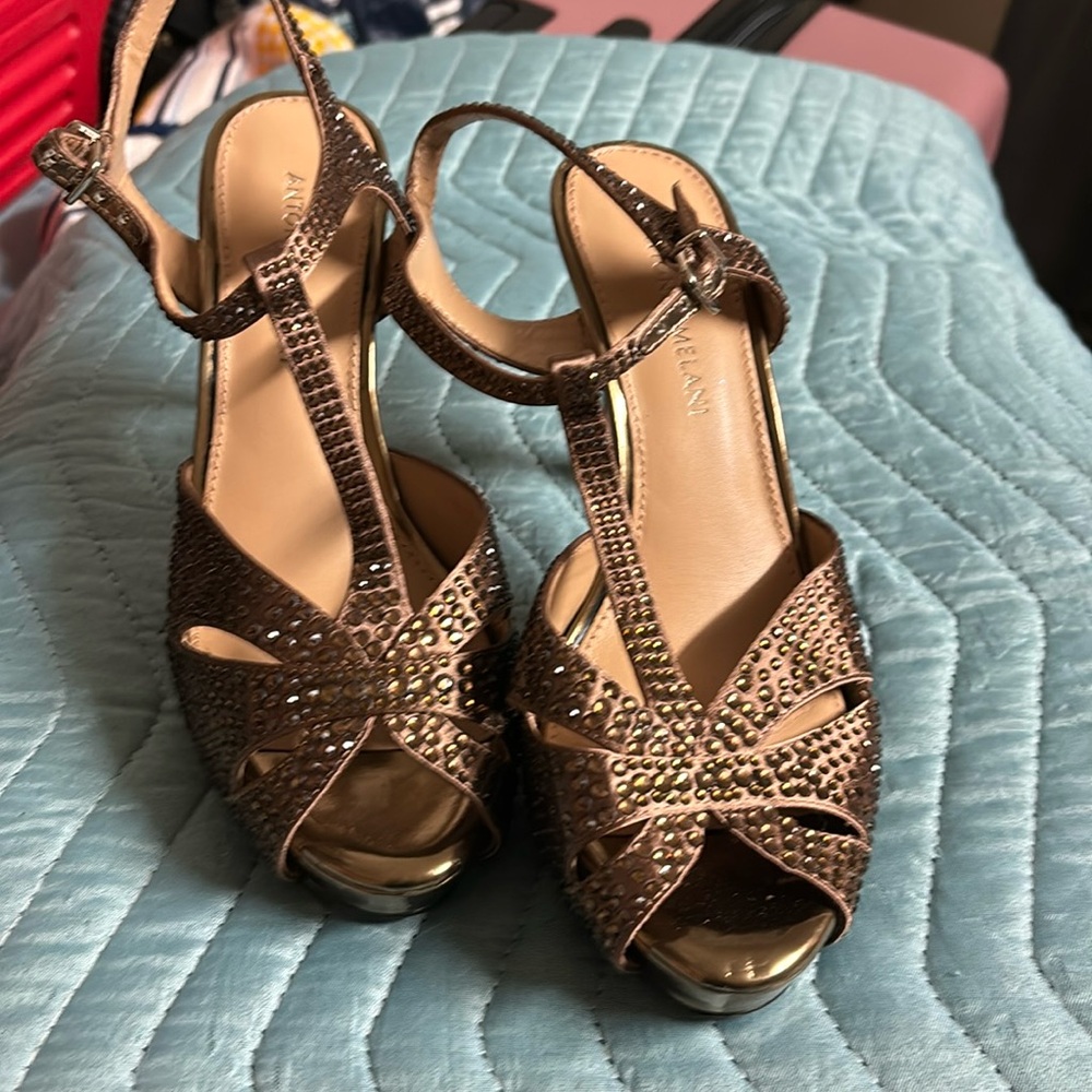 Beautiful Bronze Shoes with platform.